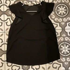Black flutter sleeve tank